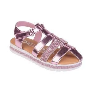 Girl's Bebe Girls Pink Metallic Rhinestone Fisherman Sandals- Size 4